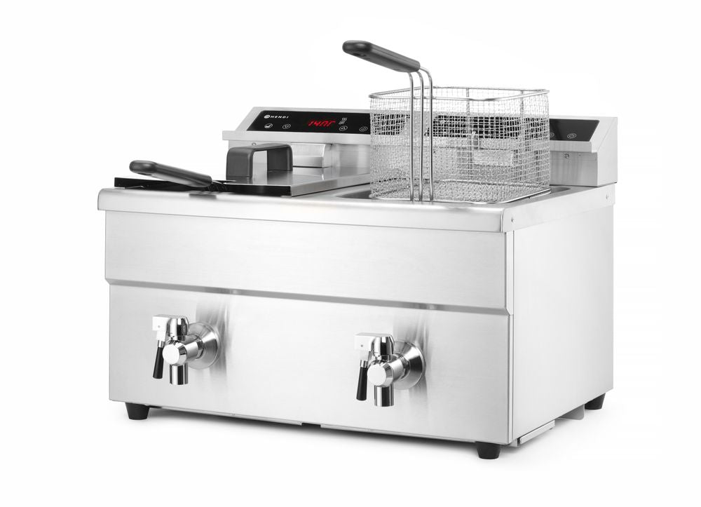 Friggitrice ad induzione con rubinetti di scarico - 2 x 8 l