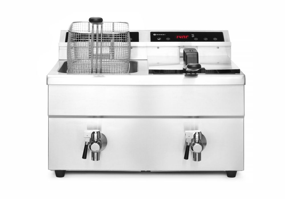 Friggitrice ad induzione con rubinetti di scarico - 2 x 8 l