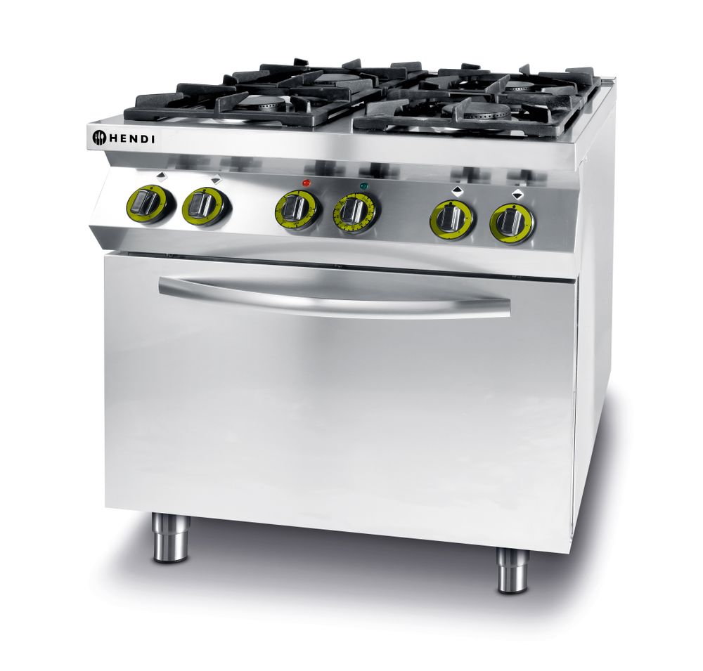 Fornello a gas a 4 fuochi con forno a convezione GN 1/1