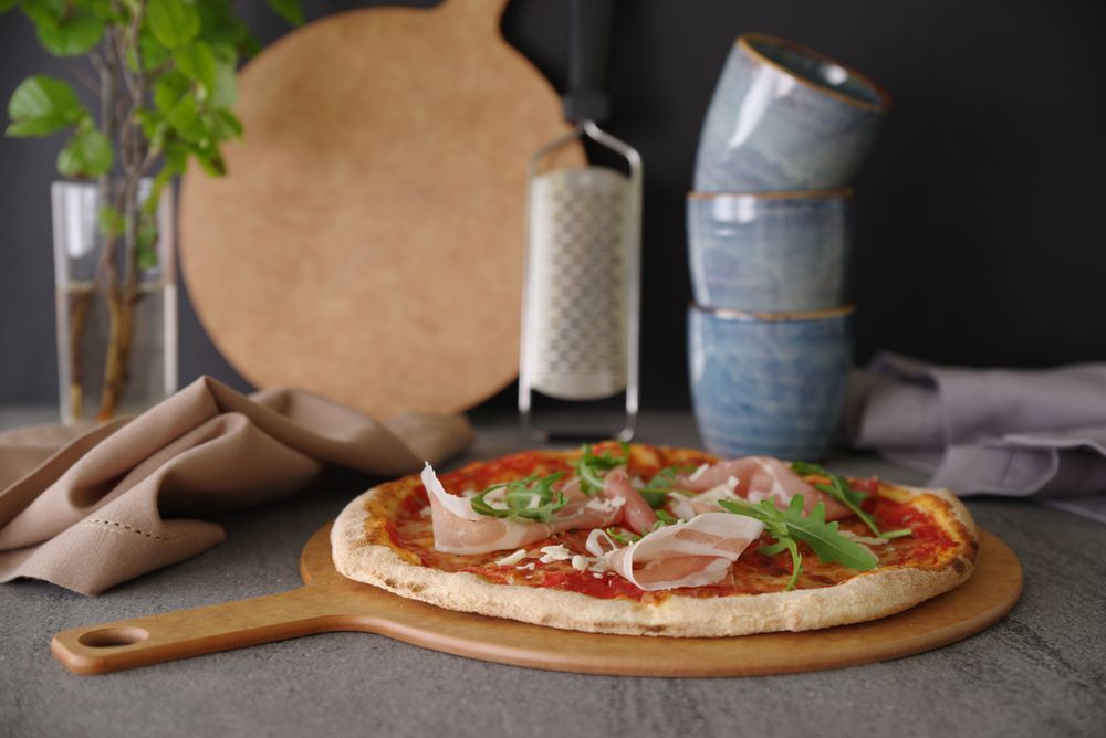 Tagliere per pizza con manico, ⌀305x(H)6mm