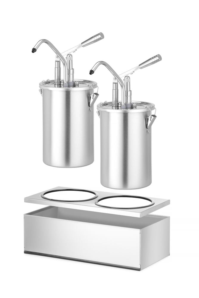 Set: 2 contenitori per salsa in acciaio inossidabile con dispenser