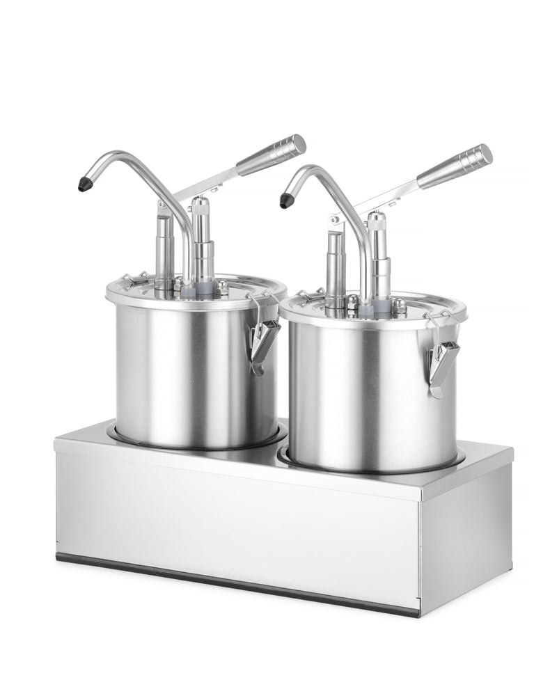 Set: 2 contenitori per salsa in acciaio inossidabile con dispenser