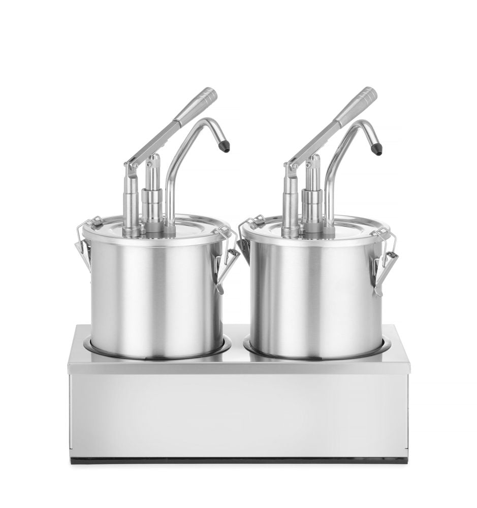 Set: 2 contenitori per salsa in acciaio inossidabile con dispenser
