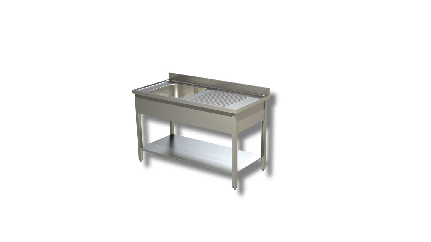 LAVATOI SU GAMBE CON RIPIANO 1 VASCA GOCCIOLATOIO DX PROFONDITA' 60