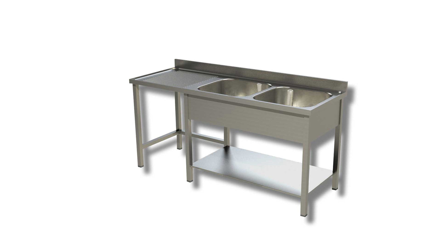 LAVATOI GAMBE 2 VASCHE VANO PATTUMIERA SX PROFONDITA' 60