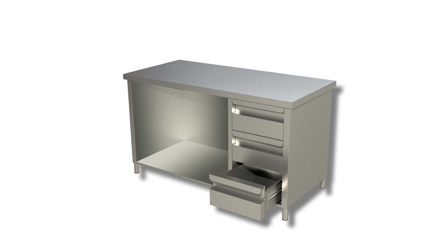 TAVOLI ARMADIATI A GIORNO CON 3 CASSETTI A DX PROFONDITA' 60