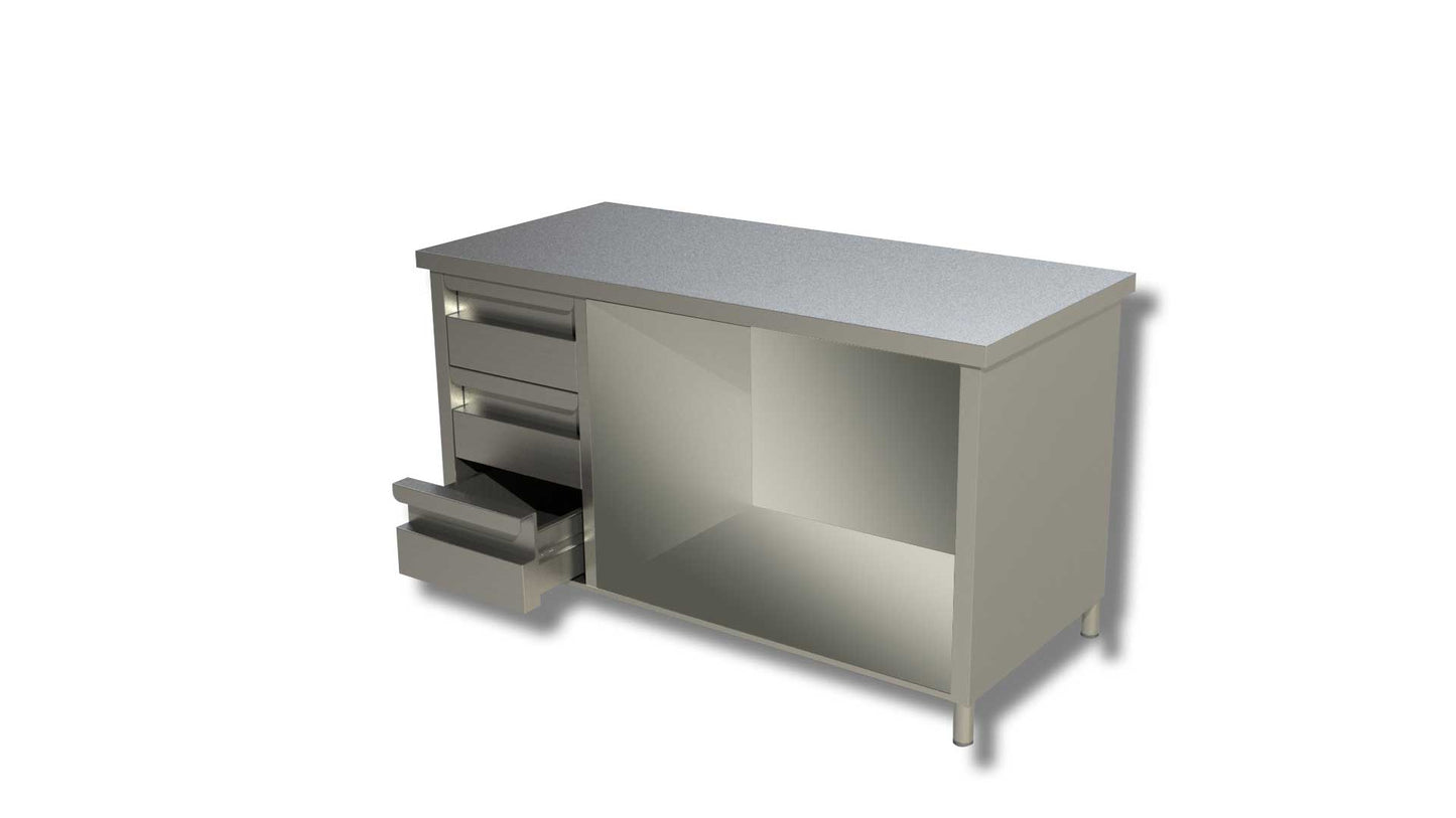 TAVOLI ARMADIATI A GIORNO CON 3 CASSETTI A SX PROFONDITA' 60