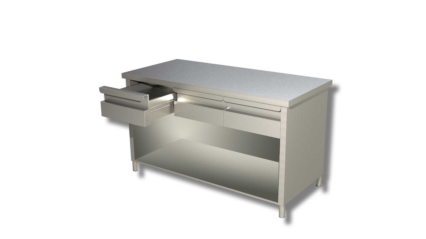 TAVOLI ARMADIATI A GIORNO CON CASSETTI ORIZZONTALI PROFONDITA' 70