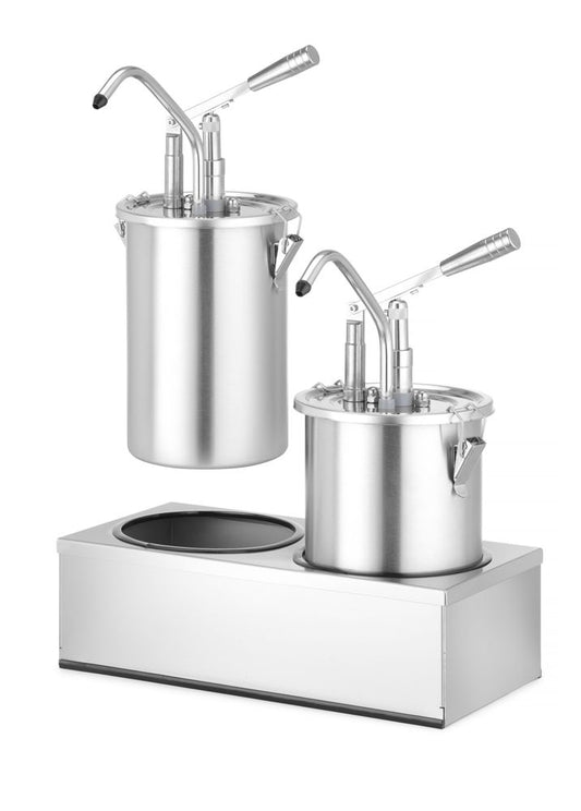 Set: 2 contenitori per salsa in acciaio inossidabile con dispenser