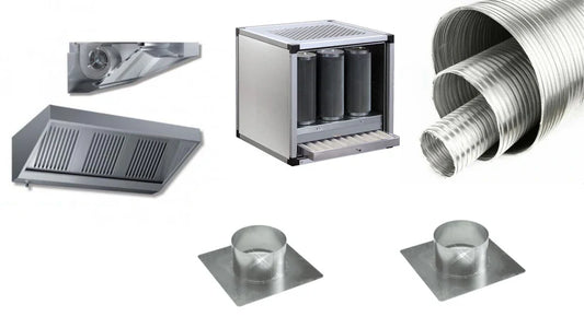 KIT FILTRAZIONE CARBONI ATTIVI-CAPPA+TUBAZIONE+GRUPPO FILTRANTE 5 CILINDI